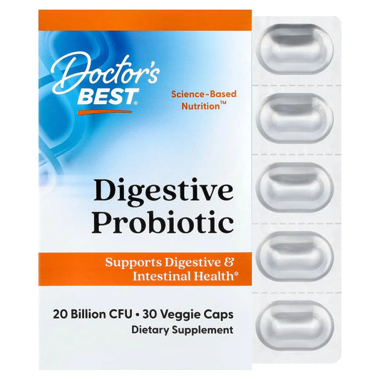 Doctor's Best Digestive Probiotic with Howaru, 20 Billion CFU, 30 Veggie Caps