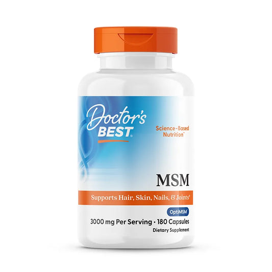 Doctor's Best MSM with OptiMSM, 3,000 mg Per Serving, 180 Capsules